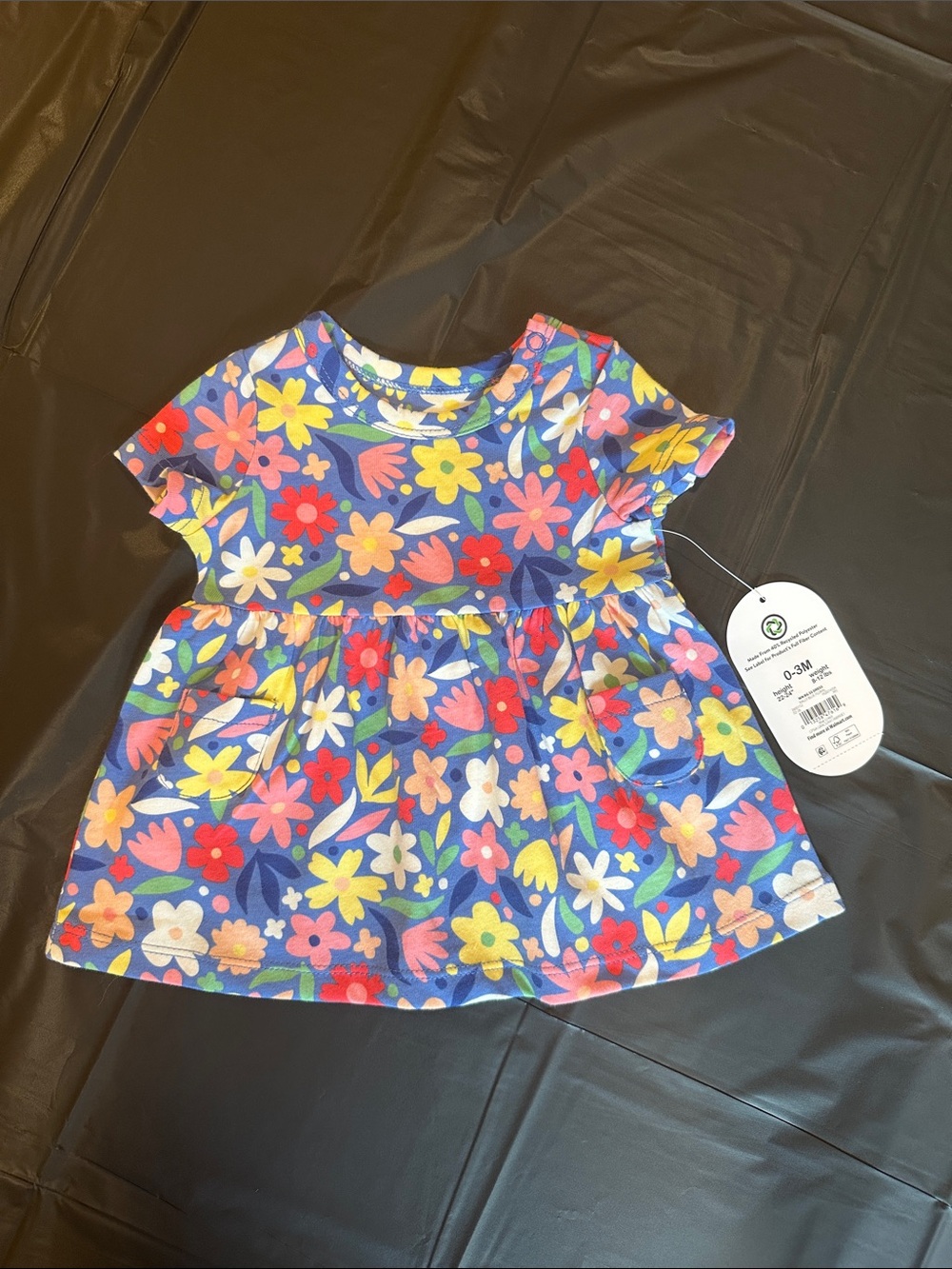 NWT wonder nation Blue Floral Short-Sleeve Baby Dress